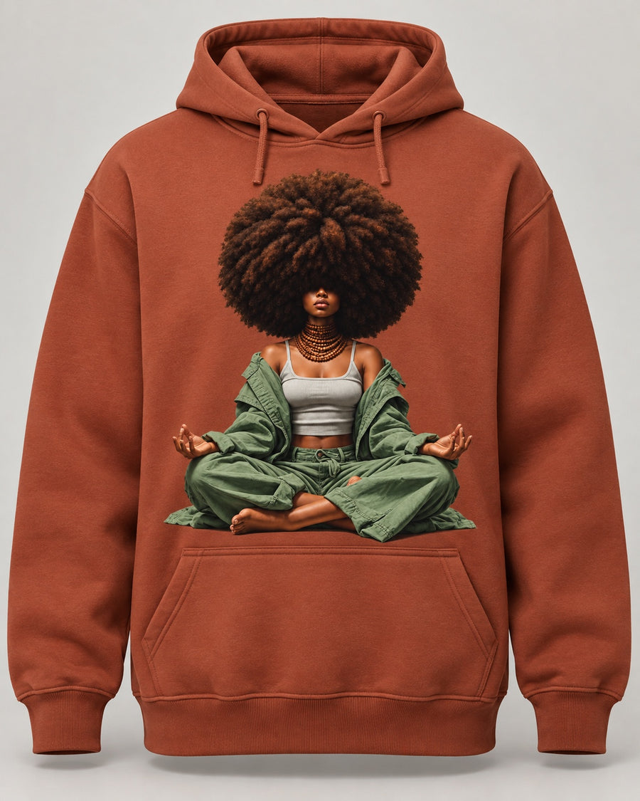 Afro & Inner Peace Graphic Hoodie mockup