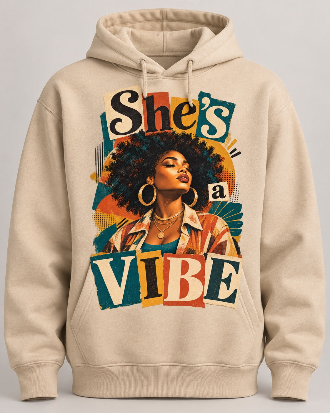She's a Vibe Graphic Hoodie in sand