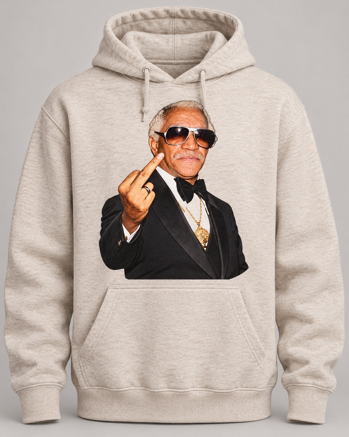 Unbothered Tuxedo Graphic Hoodie in oatmeal