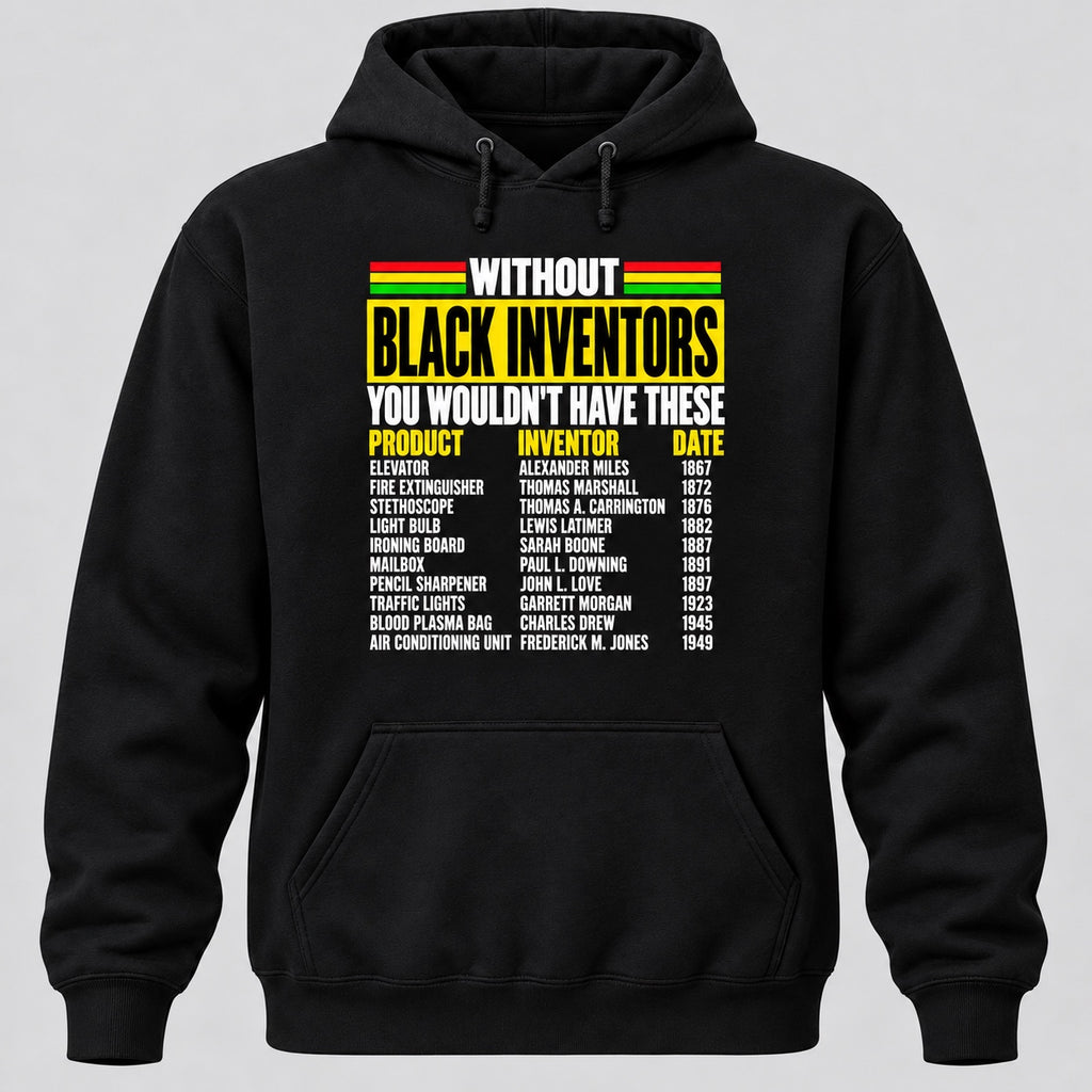 Black Inventors Graphic Hoodie in Black, hoodie digital mockup