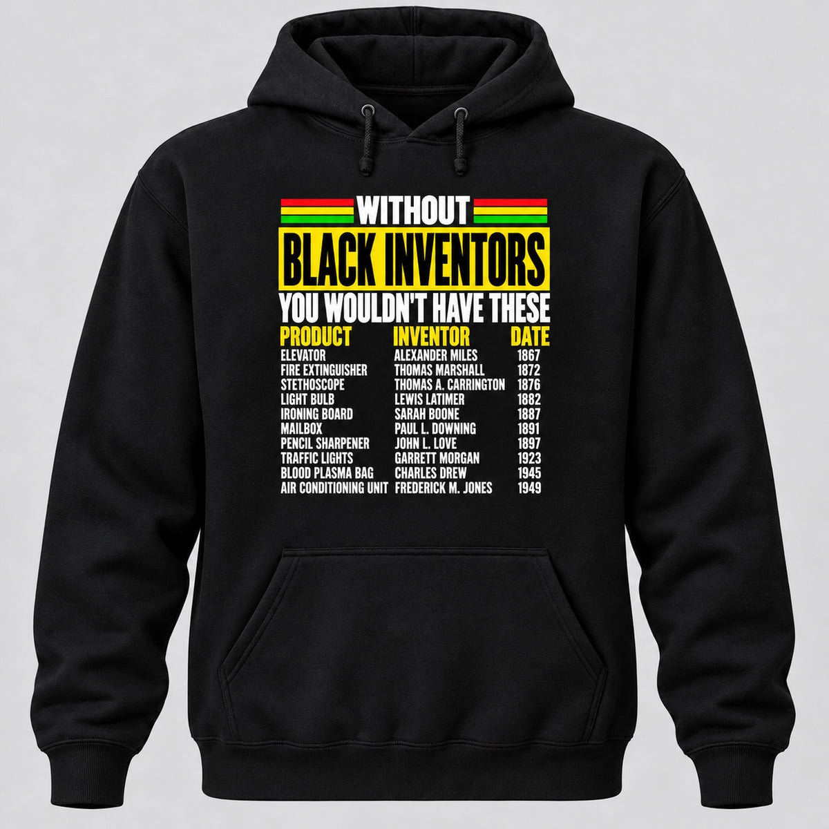 Black Inventors Graphic Hoodie in Black, hoodie digital mockup