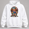 White Jeweled Balaclava graphic hoodie, front digital mockup