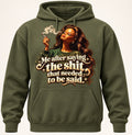 Needed to Be Said Graphic Hoodie in Military Green, front hoodie digital mockup