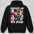 Raised on 90’s R&B Graphic Hoodie in Black, hoodie digital mockup